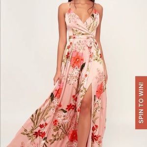 Lulu’s Still the One Blush Pink Floral Maxi Dress